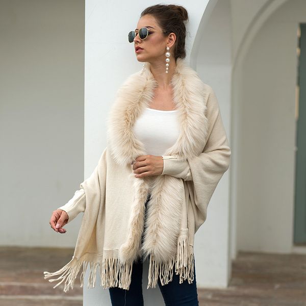 2021 autumn winter european american fringed cape shawl wool collar cape pure color cardigan sweater my19041g, Blue;gray
2021 autumn winter european american fringed cape shawl wool collar cape pure color cardigan sweater my19041g, Blue;gray