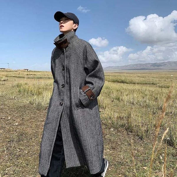 men's wool & blends long woolen coat men vintage casual trench autumn winter korean fashion loose stand collar abrigo hombre wild windb, Black
men's wool & blends long woolen coat men vintage casual trench autumn winter korean fashion loose stand collar abrigo hombre wild windb, Black