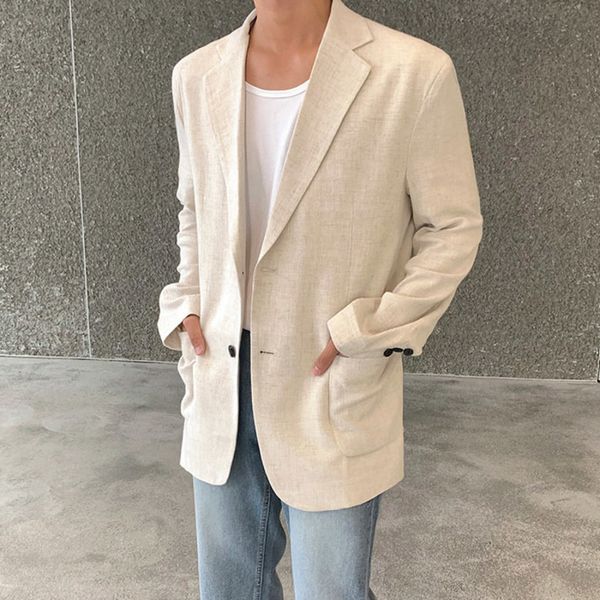 men's 2021 autumn cotton linen suit jacket korean fashion loose blazer lapel casual cool handsome multipurpose clothes 8571, White;black
men's 2021 autumn cotton linen suit jacket korean fashion loose blazer lapel casual cool handsome multipurpose clothes 8571, White;black