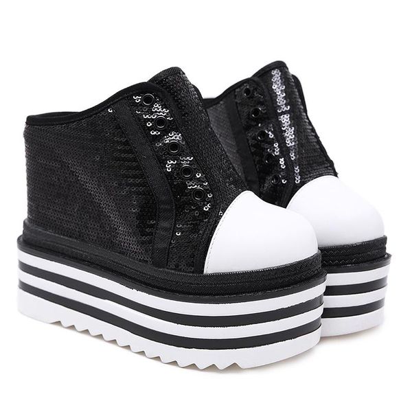 yingbao same small white shoes thick sole half slippers for women in summer, Black