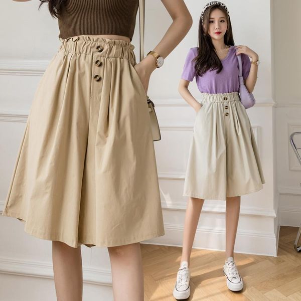 women's pants & capris casual elastic high waist wide-leg women fashion button pleated trousers summer holiday style female loose, Black;white
women's pants & capris casual elastic high waist wide-leg women fashion button pleated trousers summer holiday style female loose, Black;white