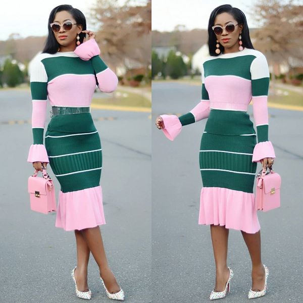 flare long sleeve ribbed knitted midi dress women autumn striped bodycon party dresses office ladies wear to work 2 piece dress, Black;white
flare long sleeve ribbed knitted midi dress women autumn striped bodycon party dresses office ladies wear to work 2 piece dress, Black;white