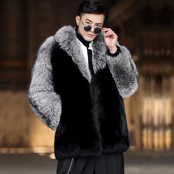 2021 winter coats new men's faux fur coat loose casual color block patchwork lapel mid length jacket high qualty y9443, Black
2021 winter coats new men's faux fur coat loose casual color block patchwork lapel mid length jacket high qualty y9443, Black