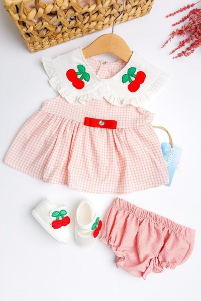 flaneur baby girl sleeveless cherry embroidered dress set for summer special occasion premium quality cotton lining girl's dresses, Red;yellow
flaneur baby girl sleeveless cherry embroidered dress set for summer special occasion premium quality cotton lining girl's dresses, Red;yellow