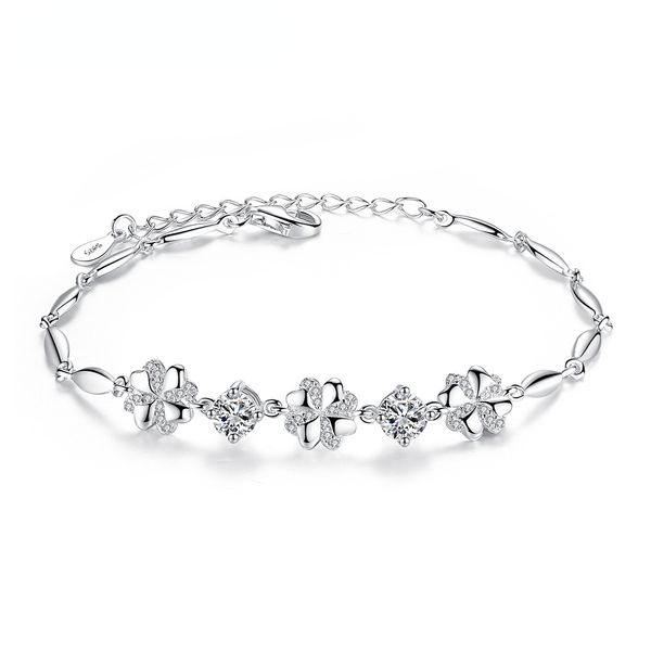s925 sterling silver bracelet clover silver female korean version simple couple student mori girlfriends bracele, Black
s925 sterling silver bracelet clover silver female korean version simple couple student mori girlfriends bracele, Black