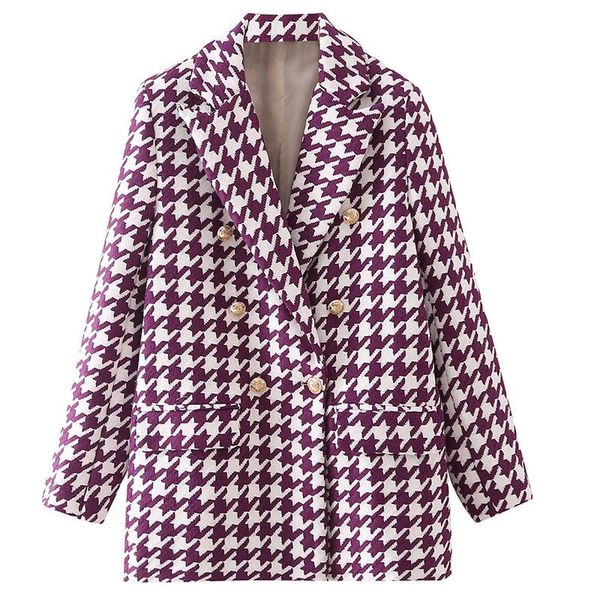 women's wool & blends 2021 women double breasted tweed purple blazers coat office lady long sleeve pockets female outerwear clothing, Black
women's wool & blends 2021 women double breasted tweed purple blazers coat office lady long sleeve pockets female outerwear clothing, Black