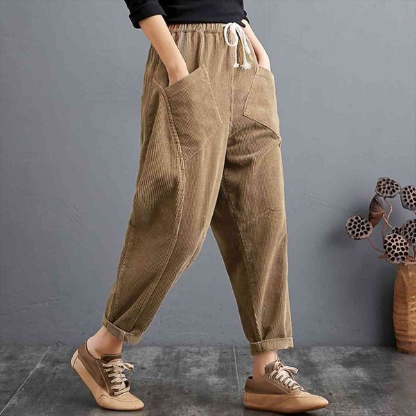 corduroy thick lace up casual womens pant dress high waist harem pockets vintage autumn spring memale long trousers, Black;white
corduroy thick lace up casual womens pant dress high waist harem pockets vintage autumn spring memale long trousers, Black;white