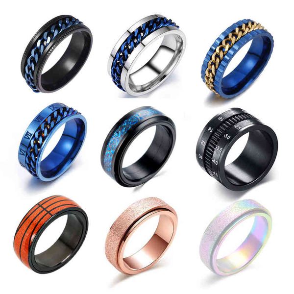 9 style spinner rotatable chain rings stress relief for men women wedding band finger anxiety fidget ring jewelry gift, Silver
9 style spinner rotatable chain rings stress relief for men women wedding band finger anxiety fidget ring jewelry gift, Silver