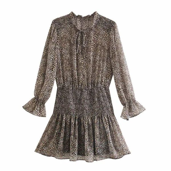 women dress animal printed ruffled high collar long sleeves lined mini elastic waist vestidos femme robe casual dresses, Black;gray
women dress animal printed ruffled high collar long sleeves lined mini elastic waist vestidos femme robe casual dresses, Black;gray