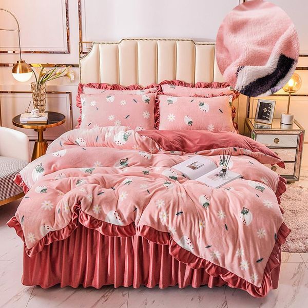 bedding sets flannel 4pcs set ruffle duvet cover bed skirt princess bedspread bedlinen keep warm bedsheet velvet pillowcases flat
bedding sets flannel 4pcs set ruffle duvet cover bed skirt princess bedspread bedlinen keep warm bedsheet velvet pillowcases flat