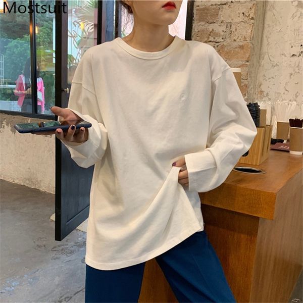 solid basic embroidered women t shirt tees spring autumn full sleeve o-neck loose casual fashion pullovers t-shirts 210514, White
solid basic embroidered women t shirt tees spring autumn full sleeve o-neck loose casual fashion pullovers t-shirts 210514, White