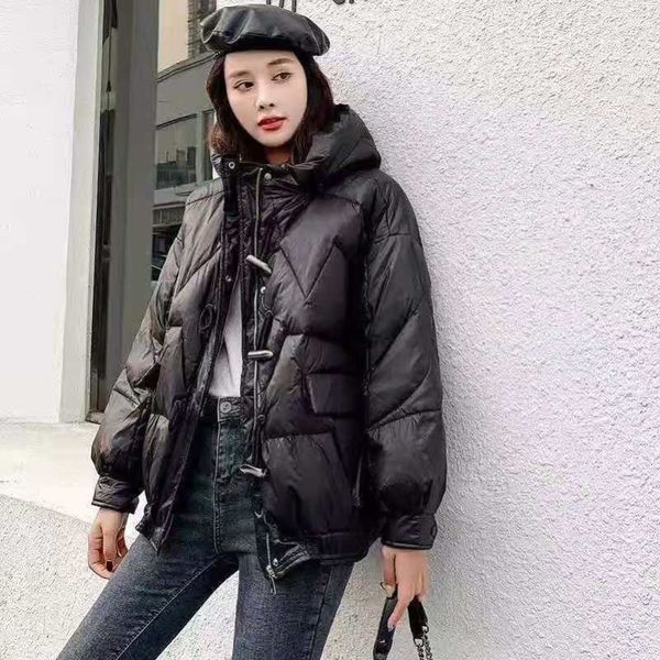 women's parkas down ladies jacket ox horn button hooded foreign style age reduction fashion versatile winter hem drawstring cocoon, Black
women's parkas down ladies jacket ox horn button hooded foreign style age reduction fashion versatile winter hem drawstring cocoon, Black