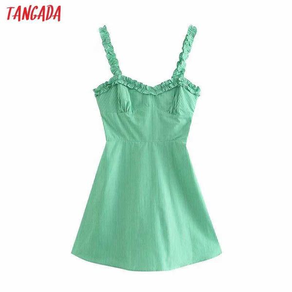 tangada fashion women green striped print ruffles strap dress sleeveless back zipper female sundress 3h373 210609, Black;gray
tangada fashion women green striped print ruffles strap dress sleeveless back zipper female sundress 3h373 210609, Black;gray