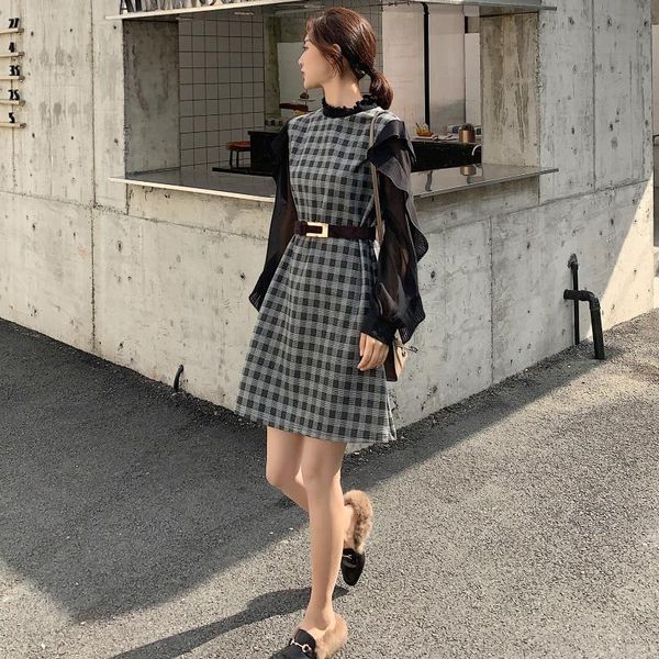 autumn and winter pleated flounced joint long sleeve slimming dress women's versatile base belt included casual dresses, Black;gray
autumn and winter pleated flounced joint long sleeve slimming dress women's versatile base belt included casual dresses, Black;gray