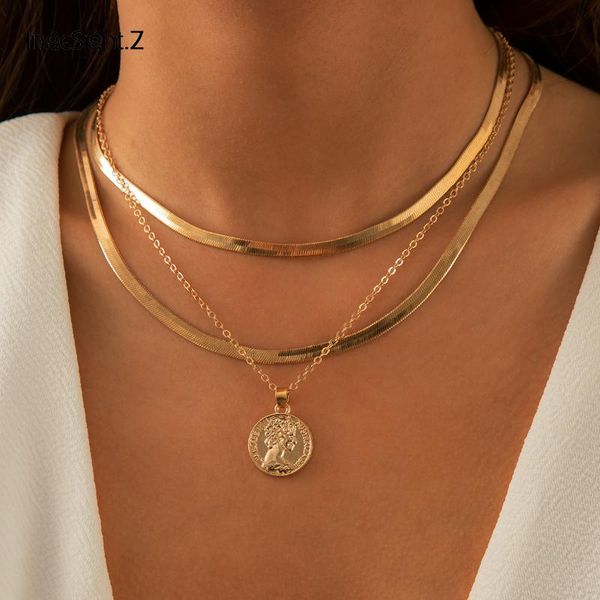 chains ingesight.z 3pcs/set multi layered portrait carved coin pendant necklaces flat blade snake chain choker neck jewelry, Silver
chains ingesight.z 3pcs/set multi layered portrait carved coin pendant necklaces flat blade snake chain choker neck jewelry, Silver