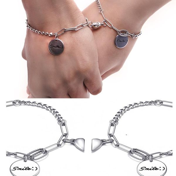 2021stainless steel smile pendant couple bracelet heart magnet attract charm jewelry chain bracelets for women men link,, Black
2021stainless steel smile pendant couple bracelet heart magnet attract charm jewelry chain bracelets for women men link,, Black