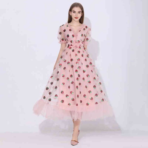 sequins strawberry dress women sweet mesh vestido autumn v neck puff sleeve pleated big swing dress women party dresses x0521, Black;gray
sequins strawberry dress women sweet mesh vestido autumn v neck puff sleeve pleated big swing dress women party dresses x0521, Black;gray