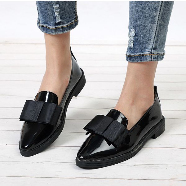fashion women shoes personality pointed toe bowtie loafers pu leather women's convenient slip-on footwear female, Black
fashion women shoes personality pointed toe bowtie loafers pu leather women's convenient slip-on footwear female, Black