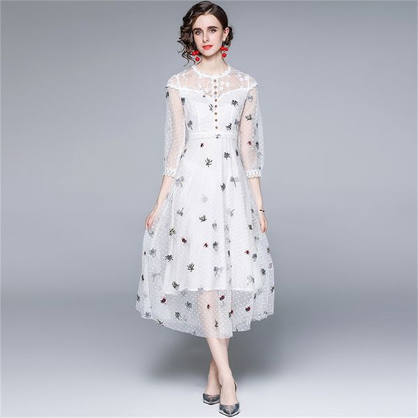 white sweet embroidery mesh party dress vintage summer women lace patchwork high waist casual slim dresses robe 210519, Black;gray
white sweet embroidery mesh party dress vintage summer women lace patchwork high waist casual slim dresses robe 210519, Black;gray