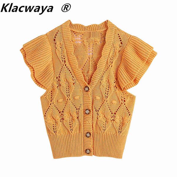 woman sweet hollow knit cardigan ruffled v-neck knitted vest orange single-breasted sleeveless vests 210521, Black;white
woman sweet hollow knit cardigan ruffled v-neck knitted vest orange single-breasted sleeveless vests 210521, Black;white