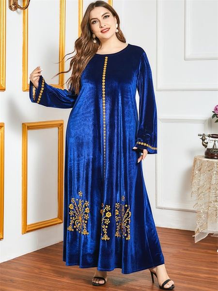 female blue the neck arabic sleeve velvet clothing golden thread embroidered maxi dress winter royal, Black;gray
female blue the neck arabic sleeve velvet clothing golden thread embroidered maxi dress winter royal, Black;gray