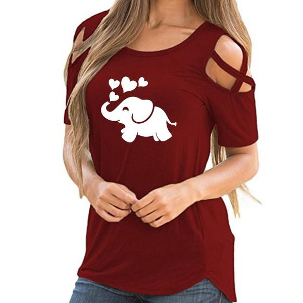 women's t-shirt cartoon elephant heart print shirt female harajuku off shoulder funny animal lover gift vintage women hollow femme, White
women's t-shirt cartoon elephant heart print shirt female harajuku off shoulder funny animal lover gift vintage women hollow femme, White