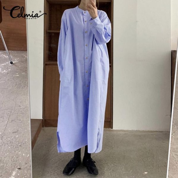 casual dresses 2021 celmia elegant women maxi dress solid long sleeve buttons shirt vestidos kaftan party slit work sundress robe, Black;gray
casual dresses 2021 celmia elegant women maxi dress solid long sleeve buttons shirt vestidos kaftan party slit work sundress robe, Black;gray