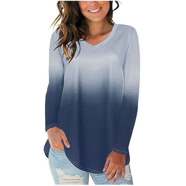women's t-shirt feitong gradient long sleeve tshirts women casual streetwear v-neck oversize female tshirt, White
women's t-shirt feitong gradient long sleeve tshirts women casual streetwear v-neck oversize female tshirt, White