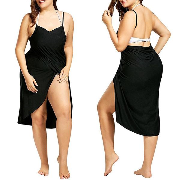 women's swimwear 5xl summer beach sling dress women casual v neck high split tropical dresses backless irregular bikini cover ups wrap, White;black
women's swimwear 5xl summer beach sling dress women casual v neck high split tropical dresses backless irregular bikini cover ups wrap, White;black