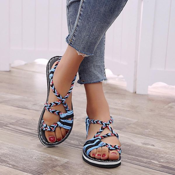 sandals women summer closed toe flat romen mixed colors rope knot casual beach plus size, Black
sandals women summer closed toe flat romen mixed colors rope knot casual beach plus size, Black