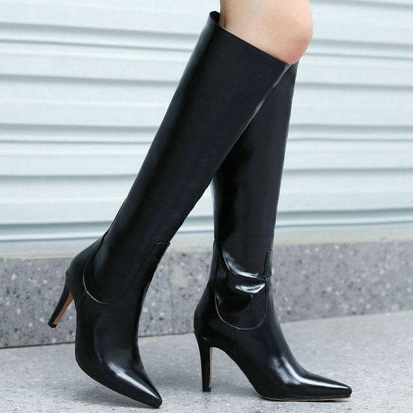 boots 2021 autumn winter women knee high pointed toe thin heel ladies calf faux leather slip on women's, Black
boots 2021 autumn winter women knee high pointed toe thin heel ladies calf faux leather slip on women's, Black