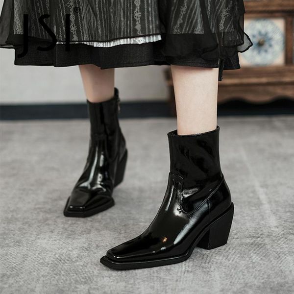 boots jsi ankle women elegant genuine leather square toe zip thick heels tpr commute comfort concise lady shoes vo373, Black
boots jsi ankle women elegant genuine leather square toe zip thick heels tpr commute comfort concise lady shoes vo373, Black