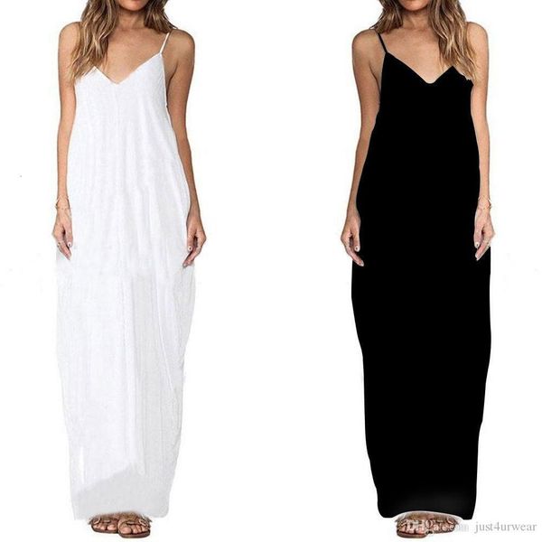 women long beach maxi v neck dresses summer spaghetti strap dress loose casual dresses female clothing, Black;gray
women long beach maxi v neck dresses summer spaghetti strap dress loose casual dresses female clothing, Black;gray