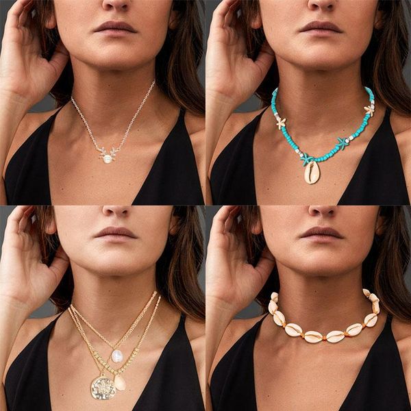 chains 2021 necklace for women fashion soft pottery starfish shell pendant retro multilayer necklaces jewelry wholesale, Silver
chains 2021 necklace for women fashion soft pottery starfish shell pendant retro multilayer necklaces jewelry wholesale, Silver