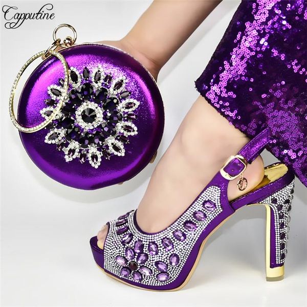 dress shoes amazing purple high heel sandals with purse latest and handbag set crystal stones 688-5, height 12.5cm, Black
dress shoes amazing purple high heel sandals with purse latest and handbag set crystal stones 688-5, height 12.5cm, Black