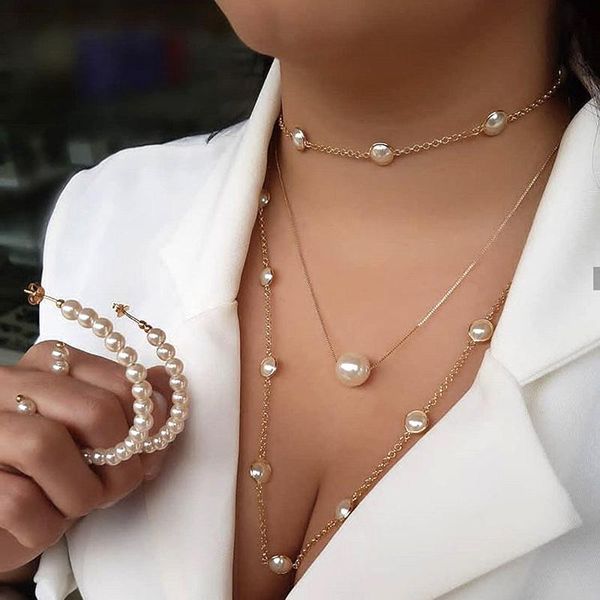 pendant necklaces women's multi layer imitation pearl clavicle chain elegant thin and long necklace for girls wedding gift jewelry, Silver
pendant necklaces women's multi layer imitation pearl clavicle chain elegant thin and long necklace for girls wedding gift jewelry, Silver