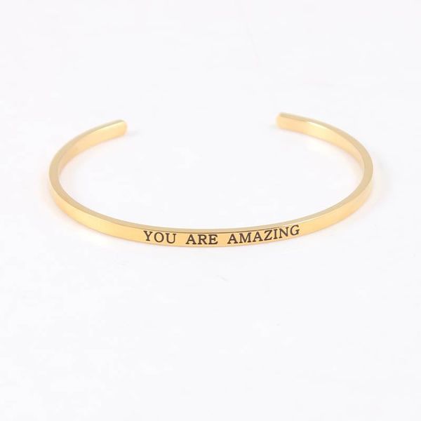 bangle gold color 316l stainless steel engraved you are amazing inspirational quote cuff mantra bracelet for women, Black
bangle gold color 316l stainless steel engraved you are amazing inspirational quote cuff mantra bracelet for women, Black