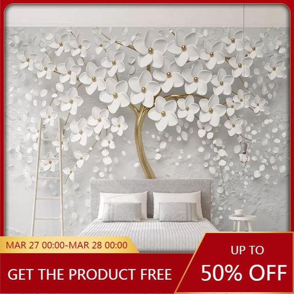 wallpapers custom any size murals wallpaper 3d stereo white flowers wall painting living room tv sofa bedroom backdrop papel de parede
wallpapers custom any size murals wallpaper 3d stereo white flowers wall painting living room tv sofa bedroom backdrop papel de parede