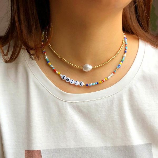 chokers korean fashion letters smile choker necklaces for women boho baroque pearl necklace girl multicolor bead chains necklae jewlery, Golden;silver
chokers korean fashion letters smile choker necklaces for women boho baroque pearl necklace girl multicolor bead chains necklae jewlery, Golden;silver