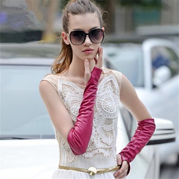 five fingers gloves 43cm genuine leather elbow fingerless sheepskin ladies spring summer driving sunscreen fuchsia black, Blue;gray
five fingers gloves 43cm genuine leather elbow fingerless sheepskin ladies spring summer driving sunscreen fuchsia black, Blue;gray