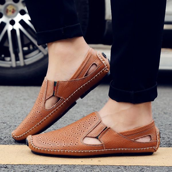 slippers trend large size sandals men's summer leather outdoor beach shoes baotou in3a, Black
slippers trend large size sandals men's summer leather outdoor beach shoes baotou in3a, Black