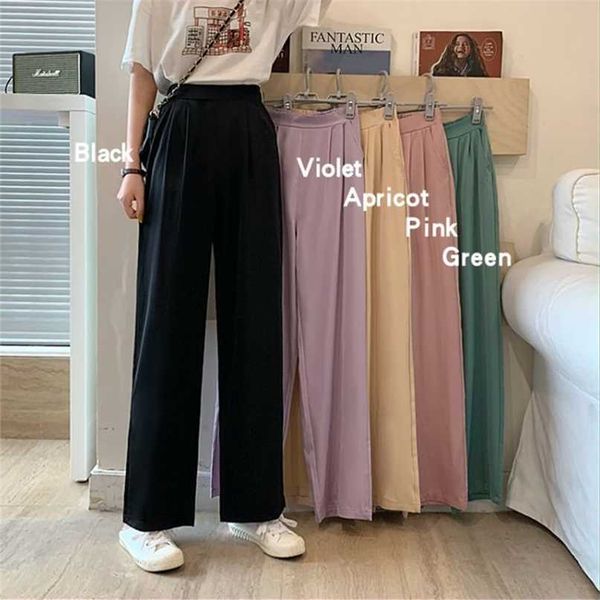 spring and autumn casual pant loose thin drape high waist straight wild wide leg suit 211007, Black;white 
spring and autumn casual pant loose thin drape high waist straight wild wide leg suit 211007, Black;white