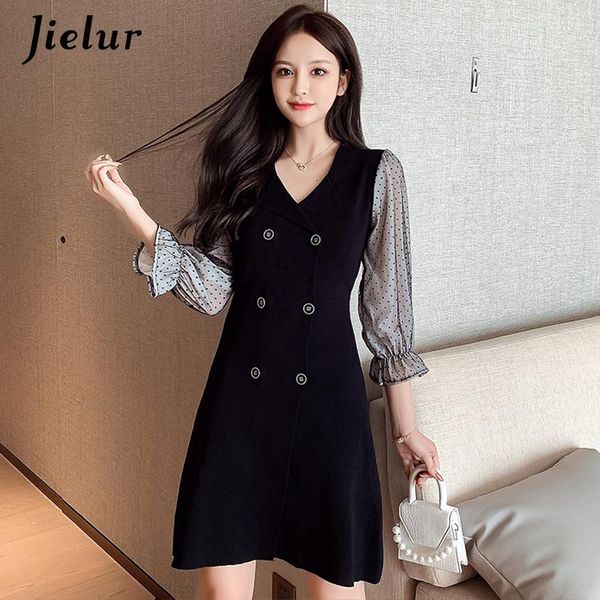 autumn dresses for women korean chic v-neck knit mesh spliced black dots dress lady a-line slim vestidos mujer s-xl casual, Black;gray
autumn dresses for women korean chic v-neck knit mesh spliced black dots dress lady a-line slim vestidos mujer s-xl casual, Black;gray