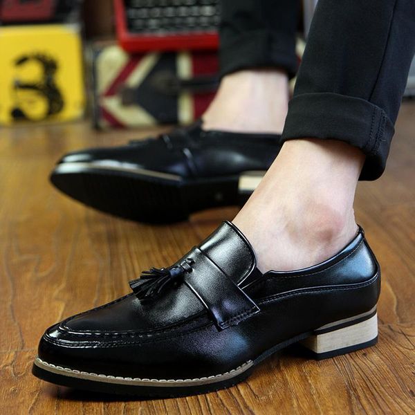 dress shoes 3 colors men's formal pu leather loafers fashion pointed toe tassel slip-on, Black
dress shoes 3 colors men's formal pu leather loafers fashion pointed toe tassel slip-on, Black
