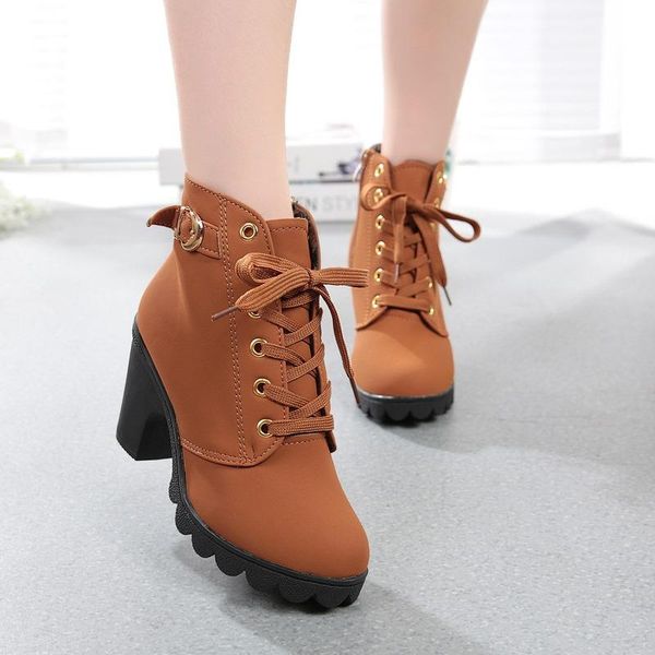 boots fashion shoes women high heel lace up ankle ladies buckle platform artificial leather zapatos de mujer, Black
boots fashion shoes women high heel lace up ankle ladies buckle platform artificial leather zapatos de mujer, Black