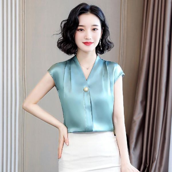 women's blouses & shirts korean heavy weight silk women shirt satin v-neck blouse woman solid plus size blusas mujer de moda, White
women's blouses & shirts korean heavy weight silk women shirt satin v-neck blouse woman solid plus size blusas mujer de moda, White