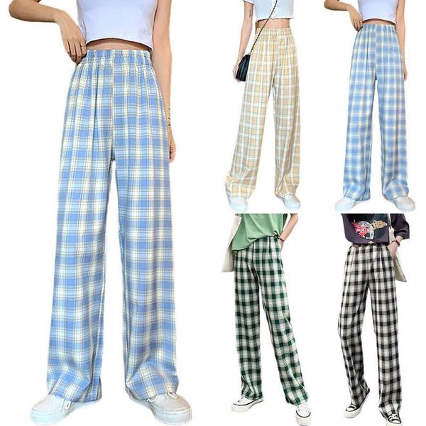women's pants & capris womens casual plaid elastic waist wide leg ladies loose straight trousers, Black;white
women's pants & capris womens casual plaid elastic waist wide leg ladies loose straight trousers, Black;white