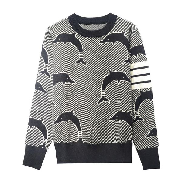 women's sweaters 2021 style for autumn and winter striped pullover knitting shirt loose gray whale pattern long sleeve sweater, White;black
women's sweaters 2021 style for autumn and winter striped pullover knitting shirt loose gray whale pattern long sleeve sweater, White;black