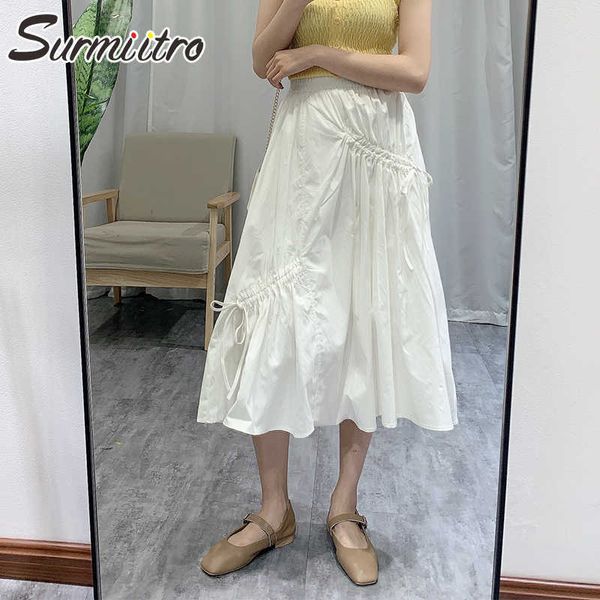 surmiitro 100% cotton irregular summer long skirt women korean style white high waist aesthetic midi pleated skirt female 210712, Black
surmiitro 100% cotton irregular summer long skirt women korean style white high waist aesthetic midi pleated skirt female 210712, Black