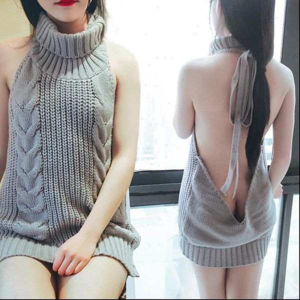 backless turtleneck sleeveless dress women sweater knitted virgin killer lace up jersey female summer club pullover, White;black
backless turtleneck sleeveless dress women sweater knitted virgin killer lace up jersey female summer club pullover, White;black